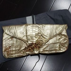 Gold Snake Skin Clutch